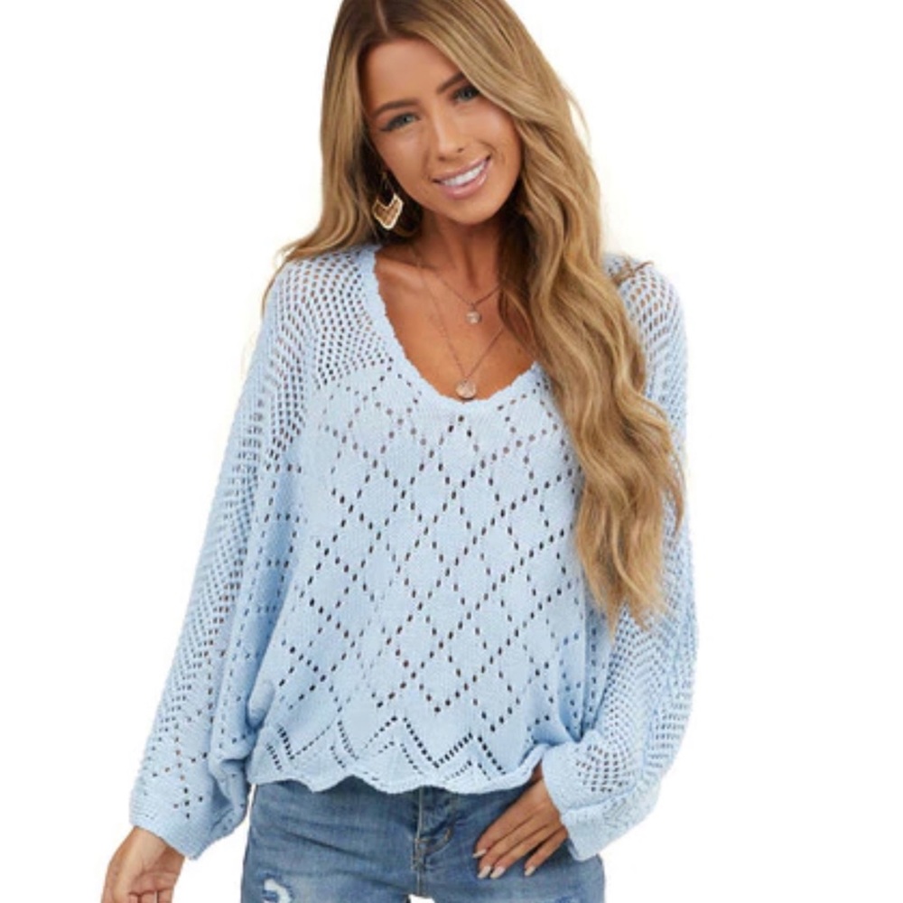Wishlist baby blue crocheted sweater
